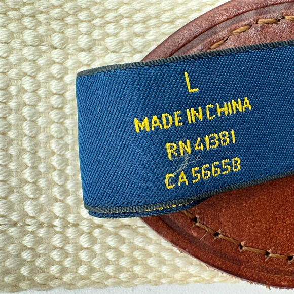 POLO RALPH LAUREN‎ Men\'s Large Flag Belt Nautical yacht club Embroidered Leather main image 5